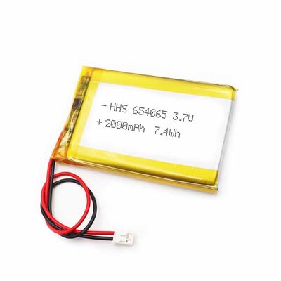 PL654065 3.7V 2000mAh Rechargeable Lithium Polymer Li-Po Battery with JST Terminal Plug for Medium-Capacity Portable Smart Electronics, UN38.3 China Manufacturer