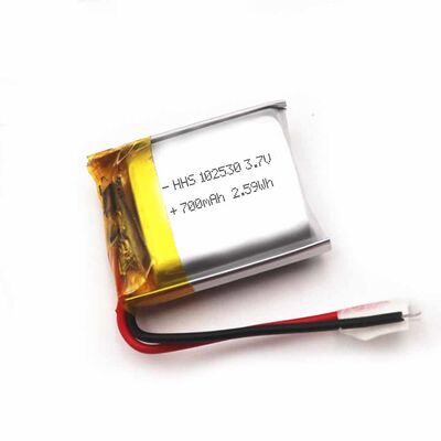 3.7V 700mAh Li-Polymer Battery, 102530 Rechargeable Soft Pack Replacement Battery with Red Black Wires for Mini Portable Devices, MSDS China Manufacturer