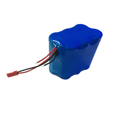 12V 6400mAh Rechargeable 18650 Lithium Ion Battery Pack with Balance Sampling Wire & Red 2P JST Connector Plug for FPV Drone, UN38.3 China Manufacturer