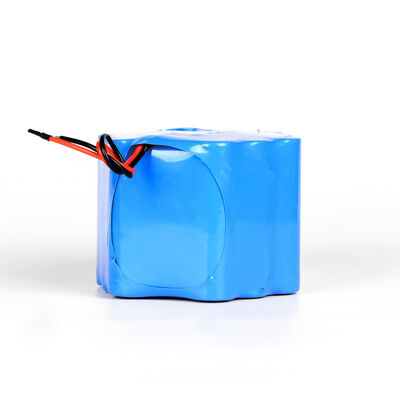 12V 15.6Ah Square Block 18650 Rechargeable Lithium Battery Pack, Blue PVC Heat Shrink Insulation with Stripped Bare Red & Black Lead Wires for DIY Electronic Projects