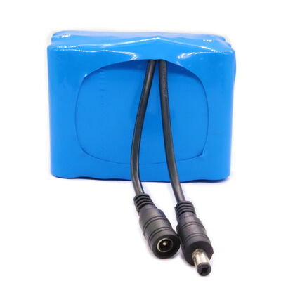 Custom 11.1V 9000mAh Lithium Battery Pack, Blue PVC Insulated Rechargeable Li-ion Cell with Pre-Wired DC Male & Female Connectors for Smart Sensor, Made in China