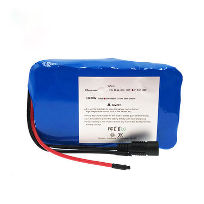 10Ah 24V Lithium Battery Pack 18650 Rechargeable Li-ion Battery with DC Charging Port Bare Wire Output for Solar Light，CE China Manufacturing