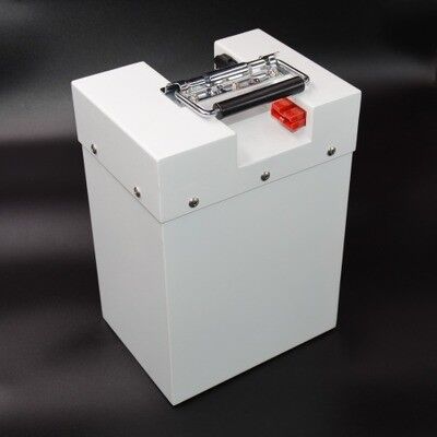 35Ah 48V Vertical White Plastic Enclosure LiFePO4 Lithium Iron Phosphate Battery Pack, Foldable Metal Carry Handle Red Anderson for E-Tricycle Golf Cart, UN38.3 Certified