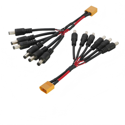 Factory Direct OEM XT60 to DC 5.5x2.1mm 1-to-6 Parallel Charging Cable Assembly for RC Accessories | Wire Harness Manufacturer China | ROHS Compliant