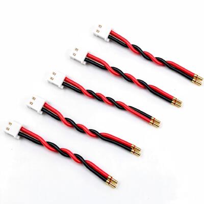 Bulk Order 2 Pin Twisted Wire Harness | White Connector with Gold Plated Banana Terminals for FPV