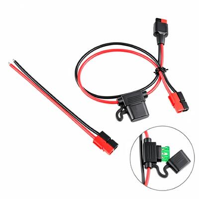 Custom Anderson Style Power Cable Assembly with Inline Fuse Holder for Energy Storage Connection