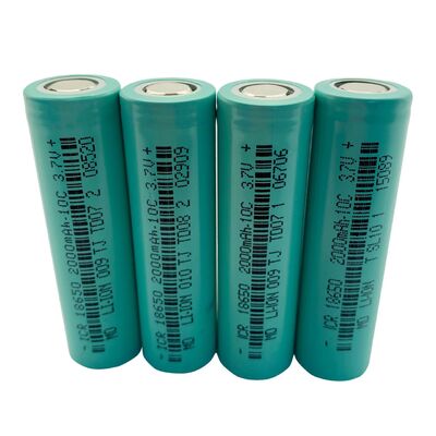 ICR18650 3.7V 2000mAh 10C High Discharge Rechargeable Lithium Ion Battery Cell, Flat Top Unprotected 18650 Battery for Electric Toys，RoHS Compliant Made in China