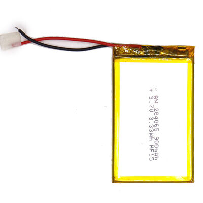 3.7V 900mAh 284065 Lithium Polymer Battery, Rechargeable Li-Po Battery with PH2.0 Connector for GPS Tracker，RoHS Compliant Made in China