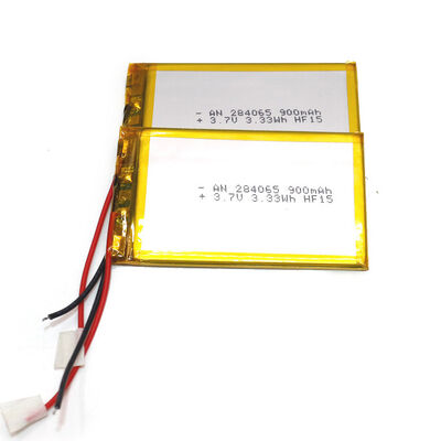 3.7V 900mAh 284065 Lithium Polymer Battery, Rechargeable Li-Po Battery with PH2.0 Connector for GPS Tracker，RoHS Compliant Made in China