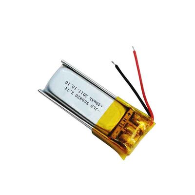Factory Supply 350820 3.7V 40mAh Mini Lithium Polymer Battery Built-in PCM Protection with Red Black Wire Leads for Bluetooth Earbuds, RoHS Compliant Made in China