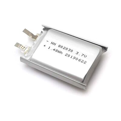 Factory Direct Supply 802030 3.7V 1.48Wh Lithium Polymer Battery Cell with Welding Tabs for Bluetooth Earbud Charging Case, RoHS Compliant Made in China