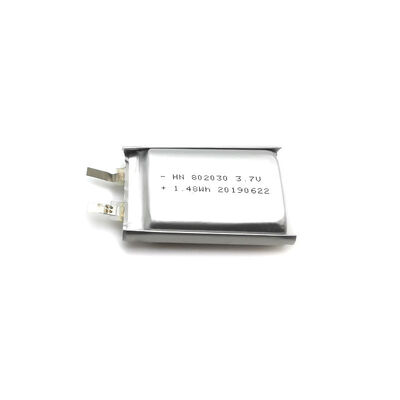 Factory Direct Supply 802030 3.7V 1.48Wh Lithium Polymer Battery Cell with Welding Tabs for Bluetooth Earbud Charging Case, RoHS Compliant Made in China
