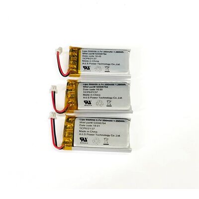 CV Charge 350mAh 3.7 V Lithium Battery Pack Within 1C Rate