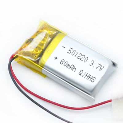 PL501220 3.7V 80mAh Rechargeable Lithium Polymer Li-Po Battery with Lead Wires for Ultra Small Wearable Electronics, RoHS Compliant Made in China