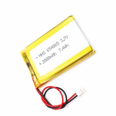 PL654065 3.7V 2000mAh Rechargeable Lithium Polymer Li-Po Battery with JST Terminal Plug for Medium-Capacity Portable Smart Electronics, UN38.3 China Manufacturer