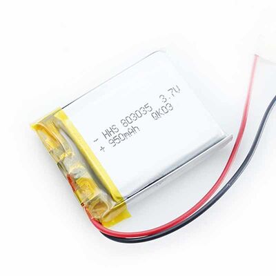 PL803035 3.7V 950mAh Rechargeable Lithium Polymer Li-Po Battery with Positive Negative Wires for Portable Mini Smart Electronics, MSDS Compliant Made in China