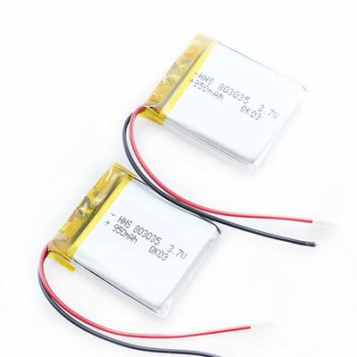 PL803035 3.7V 950mAh Rechargeable Lithium Polymer Li-Po Battery with Positive Negative Wires for Portable Mini Smart Electronics, MSDS Compliant Made in China
