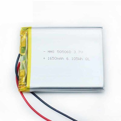 PL505060 3.7V 1650mAh Rechargeable Lithium Polymer Li-Po Battery with Red Black Wires & Connector Plug for Portable Smart Electronics, MSDS China Manufacturing Factory