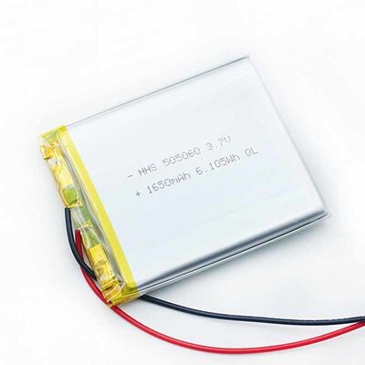 PL505060 3.7V 1650mAh Rechargeable Lithium Polymer Li-Po Battery with Red Black Wires & Connector Plug for Portable Smart Electronics, MSDS China Manufacturing Factory
