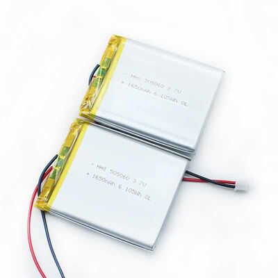 PL505060 3.7V 1650mAh Rechargeable Lithium Polymer Li-Po Battery with Red Black Wires & Connector Plug for Portable Smart Electronics, MSDS China Manufacturing Factory