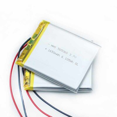 PL505060 3.7V 1650mAh Rechargeable Lithium Polymer Li-Po Battery with Red Black Wires & Connector Plug for Portable Smart Electronics, MSDS China Manufacturing Factory