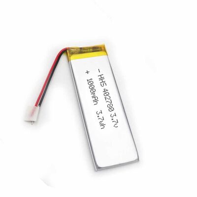 3.7V 1000mAh Li-Polymer Battery 402780 Rechargeable Soft Pack Replacement Battery with Red Black Leads for Slim Portable Electronics，UN38.3 China Manufacturer