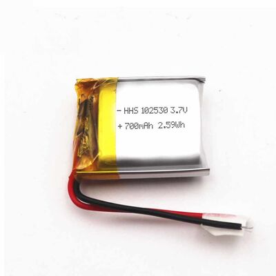 3.7V 700mAh Li-Polymer Battery, 102530 Rechargeable Soft Pack Replacement Battery with Red Black Wires for Mini Portable Devices, MSDS China Manufacturer