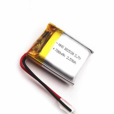 3.7V 700mAh Li-Polymer Battery, 102530 Rechargeable Soft Pack Replacement Battery with Red Black Wires for Mini Portable Devices, MSDS China Manufacturer