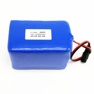 16Ah 12V Rechargeable 18650 Lithium Ion Battery Pack with Single DC Female Connector for Handheld Detector，UN38.3 Compliant Made in China