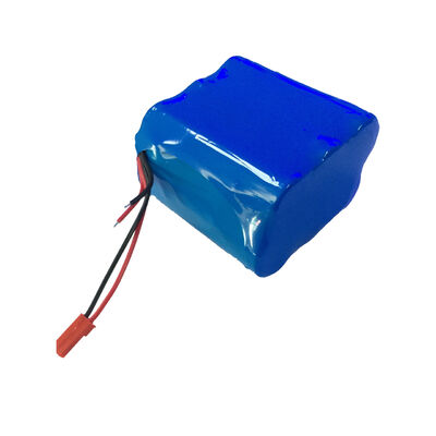 12V 6400mAh Rechargeable 18650 Lithium Ion Battery Pack with Balance Sampling Wire & Red 2P JST Connector Plug for FPV Drone, UN38.3 China Manufacturer