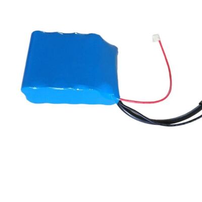12V 6Ah 18650 Rechargeable Lithium Battery Pack, Blue PVC Heat Shrink Insulation with DC Female Charging Jack & Extra Stripped Red Black Lead Wires, CB China Manufacturer