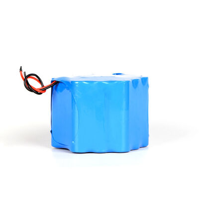 12V 15.6Ah Square Block 18650 Rechargeable Lithium Battery Pack, Blue PVC Heat Shrink Insulation with Stripped Bare Red & Black Lead Wires for DIY Electronic Projects