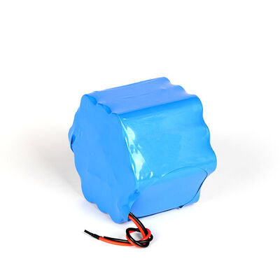 12V 15.6Ah Square Block 18650 Rechargeable Lithium Battery Pack, Blue PVC Heat Shrink Insulation with Stripped Bare Red & Black Lead Wires for DIY Electronic Projects