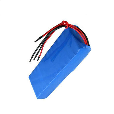 CC CV 12V 16Ah 18650 Lithium Ion Battery, Blue PVC Heat Shrink Insulation with 2 Groups of Stripped Red Black Lead Wires, CE China Manufacturing Factory