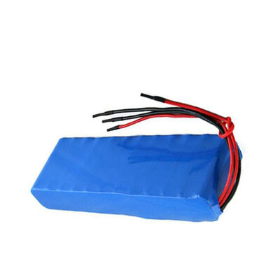 CC CV 12V 16Ah 18650 Lithium Ion Battery, Blue PVC Heat Shrink Insulation with 2 Groups of Stripped Red Black Lead Wires, CE China Manufacturing Factory