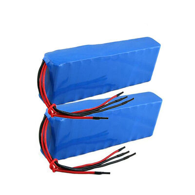 CC CV 12V 16Ah 18650 Lithium Ion Battery, Blue PVC Heat Shrink Insulation with 2 Groups of Stripped Red Black Lead Wires, CE China Manufacturing Factory