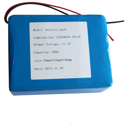12V 39Ah 18650 Lithium Battery Pack with Blue PVC Insulated High-Capacity Rechargeable Li-ion Cell with Bare Lead Wires for Outdoor Surveillance, UN38.3 Compliant Made in China
