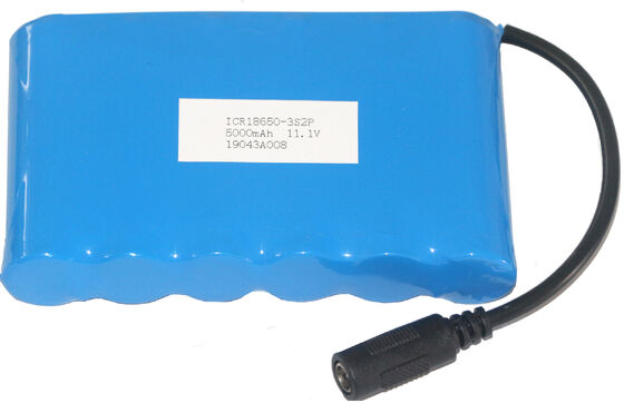 12V 5000mAh 18650 Rechargeable Lithium Battery Pack，Blue PVC Insulated Li-ion Cell with Pre-Wired DC Female Connector for Portable Lighting，MSDS China Manufacturer