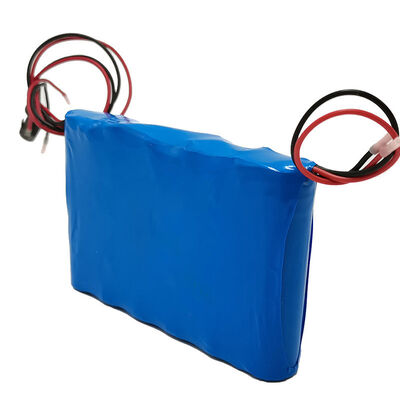 12V 4000mAh 18650 Lithium Battery ，Blue PVC Insulated Rechargeable Li-ion Cell  with Two Sets of Red Black Bare Lead Wires for Dual-Power Monitoring Gadgets，RoHS Compliant Made in China