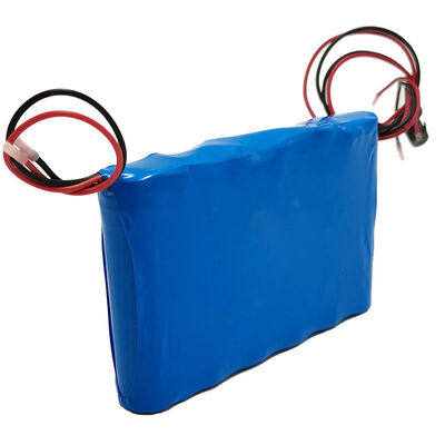 12V 4000mAh 18650 Lithium Battery ，Blue PVC Insulated Rechargeable Li-ion Cell  with Two Sets of Red Black Bare Lead Wires for Dual-Power Monitoring Gadgets，RoHS Compliant Made in China