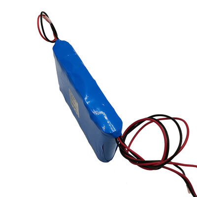 12V 4000mAh 18650 Lithium Battery ，Blue PVC Insulated Rechargeable Li-ion Cell  with Two Sets of Red Black Bare Lead Wires for Dual-Power Monitoring Gadgets，RoHS Compliant Made in China