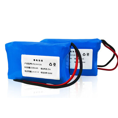 5200mAh 24V High Discharge Lithium Ion Battery Pack Bare Red Black Silicone Wires，Rechargeable Li-ion Storage Battery for Portable Power Equipment，CE China Manufacturer