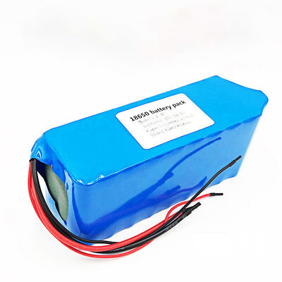 12.8Ah 24V 18650 Lithium Ion Battery Pack Blue PVC Heat Shrink Wrapped with Bare Red Black Silicone Wires, Li-ion Storage Battery for E-Scooter, CB China Manufacturer