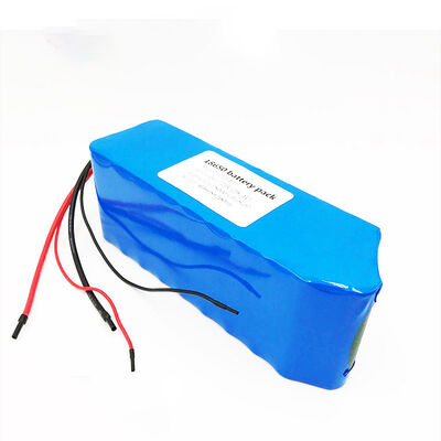 12.8Ah 24V 18650 Lithium Ion Battery Pack Blue PVC Heat Shrink Wrapped with Bare Red Black Silicone Wires, Li-ion Storage Battery for E-Scooter, CB China Manufacturer
