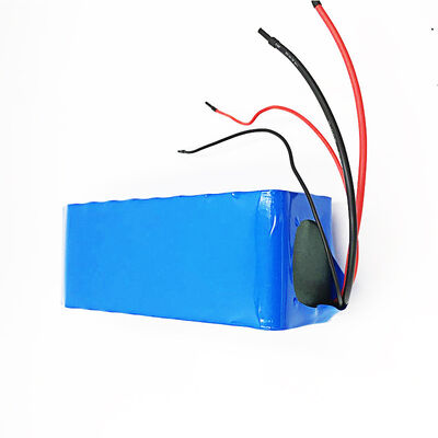 12.8Ah 24V 18650 Lithium Ion Battery Pack Blue PVC Heat Shrink Wrapped with Bare Red Black Silicone Wires, Li-ion Storage Battery for E-Scooter, CB China Manufacturer