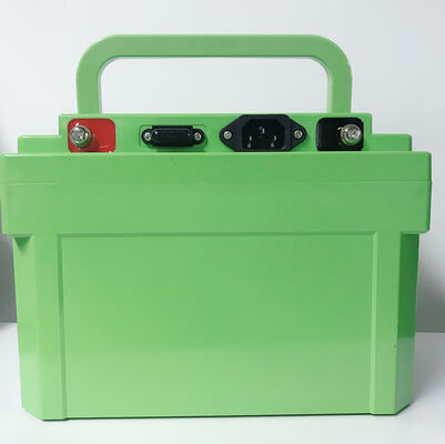 48V 15Ah LiFePO4 Lithium Battery Pack with Top Carry Handle, Positive Negative Terminal Studs, DB9 Communication Port & IEC Charging Socket，UN38.3 Certified