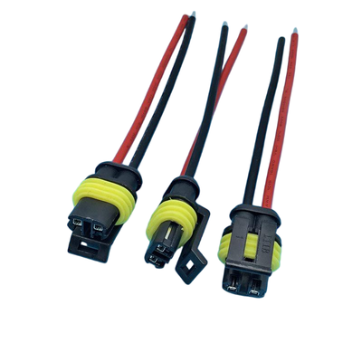 Flexible Custom AMP 2 Pin Superseal Waterproof Wire Harness, Red Black 2Pin Auto Connector Cable for Car LED Light，Prototype to Mass Production