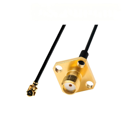 Precision Terminal Wire Assembly | Custom RG1.13 RF Coaxial Cable, IPEX/U.FL Female to SMA Female 4-Hole Flange Connector for Drone Antenna Wiring Harness | Wire Harness Supplier China