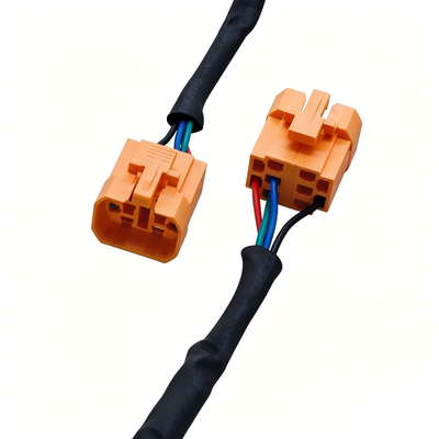 Custom Wire Harness | 9Pin Orange EV Plug to Dual PH2.0 Signal Wire Harness for Electric Two-Wheel Vehicles | Terminal Cable China Factory