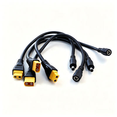 Custom Wire Harness Manufacturer | XT60 Male to DC 5521 Barrel Plug Conversion Cable Assembly for Portable Air Pumps | China Wiring Harness Factory